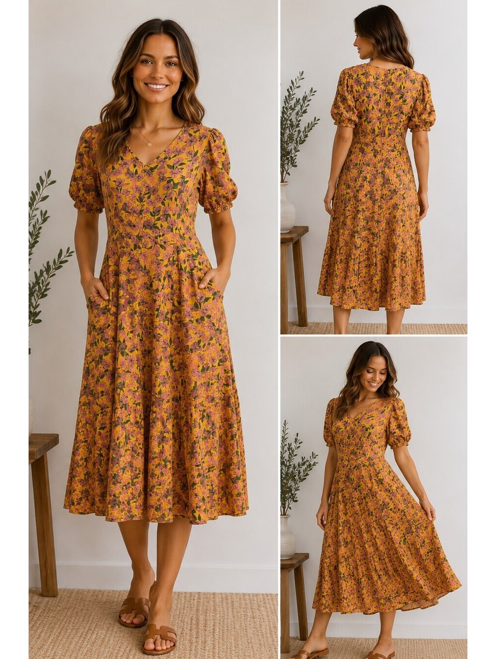 DOWNEAST Floral Maxi Dress – Size L